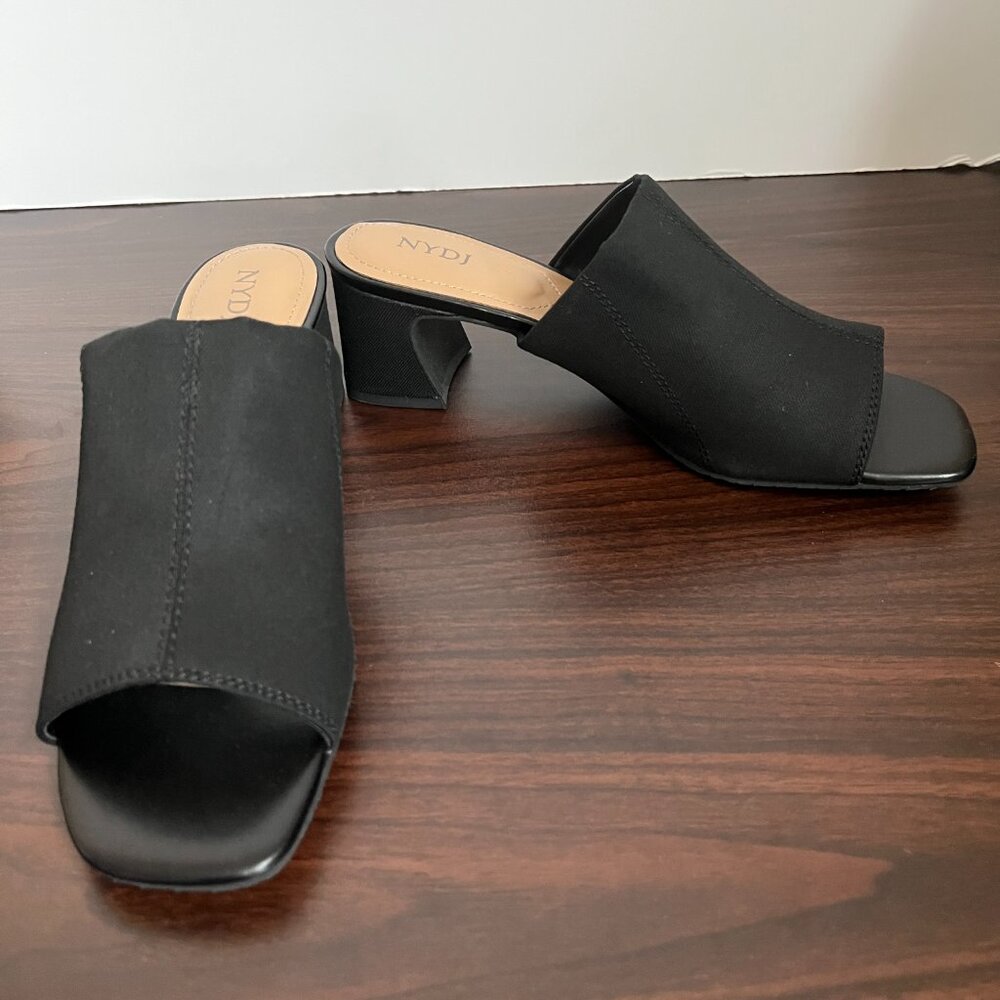 NYDJ Gwen Stretch Mules In BlackLast Denim Classic Business Casual Chic 8.5